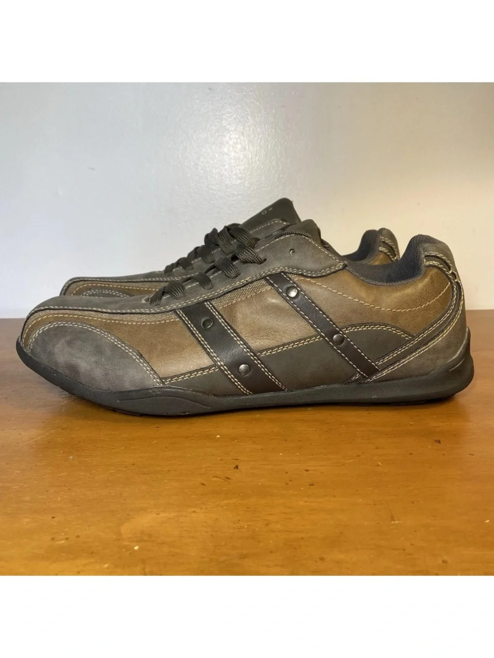 Perry Ellis Portfolio Men’s Size 13 Shoes Faux Vegan Leather Brown Tan Y2K